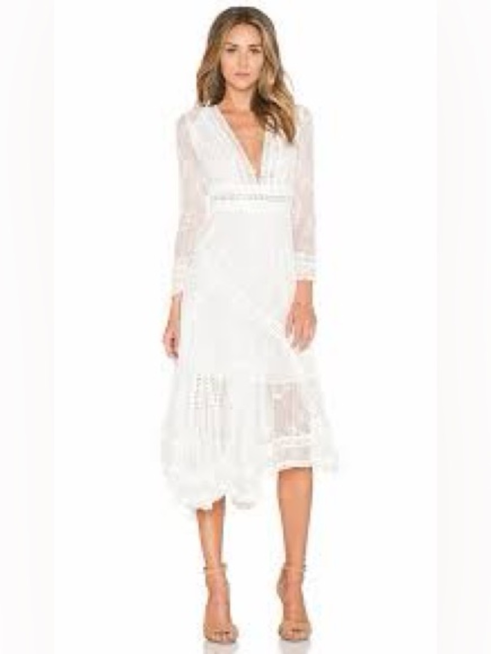 Zimmermann White Embroidered Lace Maxi Dress –Size S